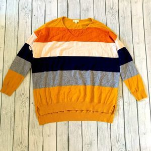 Tea n Rose Multicolor Striped V-Neck Sweater